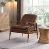 Mid - Century Accent Chair With Cushioned Seat, Brass Tipped Legs