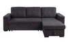 Toby - Woven Fabric Reversible Sleeper Sectional Sofa With Storage Chaise Cup Holder Charging Ports And Pockets