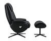 Labotina - Top Grain Leather Accent Chair With Swivel & Ottoman - Black
