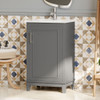 Modern Small Bathroom Vanity Cabinet With Ceramic Basin, Ample Storage, 1 Soft Close Door