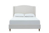Hannah - Upholstered Wingback Bed Size / Tall Headboard Upholstered King Bed / Premium Textured Canvas Chenille Look / Minimalist Designs / No Box Spring Needed