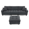 Modern Convertible Sectional L Shaped Reversible Couch Set With Free Pillows 4 Seat Suede Sleeper Sofa With Ottoman