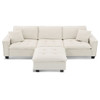 Modern Convertible Sectional L Shaped Reversible Couch Set With Free Pillows 4 Seat Suede Sleeper Sofa With Ottoman