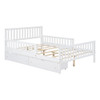 Platform Bed With Guardrails On Both Sides And 2 Storage Drawers