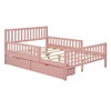 Platform Bed With Guardrails On Both Sides And 2 Storage Drawers