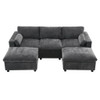 Modular Sectional With Storage Pockets, 5 Seat U Shaped Couch Set With Pillows, Free Combination Modern Cloud Sofa With 2 Movable Ottoman