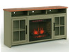 Vineyard - 74" Fireplace TV Stand Console For TVs Up To 85" - Sage Green And Fruitwood