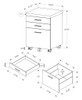 File Cabinet Rolling Mobile Storage Drawers Printer Stand For Office