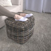 Koki - Handcrafted Fabric Pouf Recycled Denim And Paper Chindi - Khaki