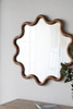 Wooden Accent Mirror With Unique Frame, Wall Mirror For Living Room Bedroom Entryway - Brown