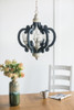 Wood Chandelier 6 Light Farmhouse Pendant Lighting Wood Hanging Light Fixture For Kitchen Living Dining Room, Bulb Not Included - Cream