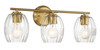 Luster - 3 Lights Vanity With Clear For Bathrooms Above Mirror Wall Lamp Satin - Clear / Gold