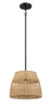 Essence - Single Lights Pendant With Shade - Black / Rattan
