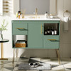 Bathroom Vanity With Resin Sink Combo Set, Modern Freestanding Single Bathroom Cabinet With 2 Drawers & 2 Storage Compartments, Storage Cabinet For Bathroom, Frame Vanity Set - Green