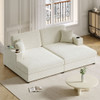 Oversized Loveseat Chaise With 2 USB Ports, 2 Cup Holders And 2 Throw Pillows