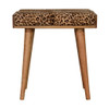 Leopard Velvet Tray Style Footstool - Brown Oak Leopard Velvet Tray Style Footstool - Brown Oak