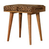 Leopard Velvet Tray Style Footstool - Brown Oak Leopard Velvet Tray Style Footstool - Brown Oak
