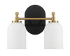 Vortex - 2 Lights Vanity In Traditional Style For Over Bathroom Mirror Wall Sconce - Black / Gold / White