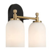 Vortex - 2 Lights Vanity In Traditional Style For Over Bathroom Mirror Wall Sconce - Black / Gold / White