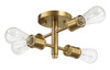 Ephemeral - 4 Lights Semi Flush Mount Retro Hallway Kitchen Bedroom Living Room Ceiling Pendant - Antique Brass / Clear / Gold