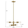 Trellis - 4 Lights Modern Gold Chandelier Vintage Pendant Fixture For Living Room - Clear / Gold