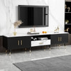 Modern TV Stand With 2 Cabinets & Open Compartments, Entertainment Center For Tvs Up To 80''
