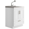 Laundry Cabinet With Faucet And Stainless Steel Sink - White Laundry Cabinet With Faucet And Stainless Steel Sink - White