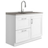 Shaker - Modern Wide Laundry Cabinet With Faucet And Stainless Steel Sink - White Shaker - Modern Wide Laundry Cabinet With Faucet And Stainless Steel Sink - White