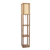 Pinnacle - Shelf Floor Lamp For Bedroom / Living Room, Long Shade - Natural Wood / White