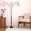 Royal - 3 Arm Arc Floor Lamp, Oil Rubbed Bonze With Linen Shade, 4 Way Rotary Switch - Oil-Rubbed Bronze