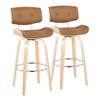 Lombardi - Mid Century Modern Fixed Height Barstool With Swivel With Round Footrest (Set of 2) Lombardi - Mid Century Modern Fixed Height Barstool With Swivel With Round Footrest (Set of 2)