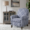 Push Back Recliner Chair With Fretwork Pattern And Solid Wood Legs - Multicolor