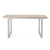 Modern Outdoor Dining Table With Aluminum Frame And Faux Wood Slats
