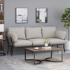 Mid Century Modern 3 Seater Sofa With Pillow Cushions - Light Gray