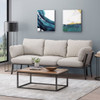 Mid Century Modern 3 Seater Sofa With Pillow Cushions - Light Gray