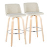 Toriano - Contemporary, Fixed Height Barstool Swivel & Round Footrest (Set of 2)