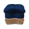 Ellen - Upholstered Clover Ottoman With Gold Bullion Fringe - Navy Blue
