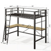 Twin Metal Loft Bed With L - Shaped Desk, Charging Station Loft Bed Frame Twin Size, Safety Guard & Ladder, No Box Spring Needed - Black