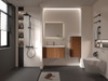 Striped Walnut Bathroom Floating Side Cabinet, Wall-Mounted Storage Cabinet For Small Spaces - Walnut