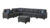 Hannah - Sectional Sofa With Ottoman - Dark Gray