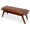 Maja - Mid-Century Modern Leather Bench - Cognac / Dark Brown