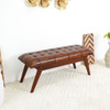 Maja - Mid-Century Modern Leather Bench - Cognac / Dark Brown
