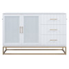 Murphy Bed With Frosted Glass Doors Design, Fake Drawers, Metal Legs