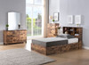 Bookcase Headboard 6 Shelves 3 Shelves Adjustable Top Panel Rounded Corners