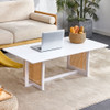 Chinese Style White Solid Wood And Imitation Rattan Coffee Table