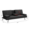 Modern Sofa Bed With Armrest 2 Holders, Wood Frame & Stainless Leg