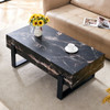 Minimalist Marble Patterned Coffee Table With Metal Legs