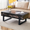 Minimalist Marble Patterned Coffee Table With Metal Legs