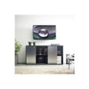 Metro - Contemporary TV Stand With 2 Shelves And Sliding Doors - Silver