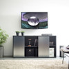 Metro - Contemporary TV Stand With 2 Shelves And Sliding Doors - Silver